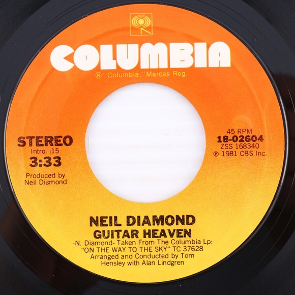 Neil Diamond, Yesterday's Songs/Guitar Heaven 1981 45rpm Single Record 18-02604 - Picture 5 of 9